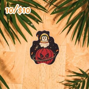 Astronaut Pumpkin Sticker – Spooky Space Halloween Decal | Cute Planner Sticker